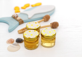 Composition for Rosh Hashanah (Jewish New Year) celebration on grey background