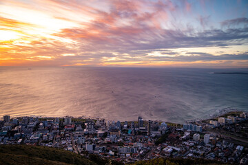 Signal Hill sunset viewpoint over Cape Town in Western Cape, South Africa
