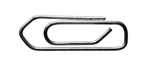 A steel paperclip isolated on the transparent background
