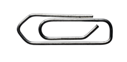 A steel paperclip isolated on the transparent background
