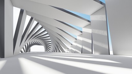 Fototapeta premium Architecture background geometric arched interior 3d render
