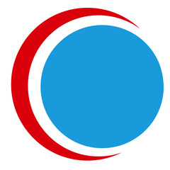 Blue circle within an red C; logo design; geometric; boll.