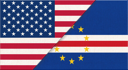 Flags of USA and Cape verde. Illustration of national symbols USA and Cape verde