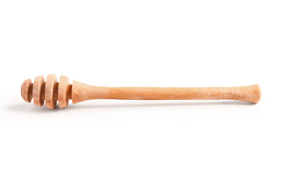 Wooden honey dipper isolated on white background