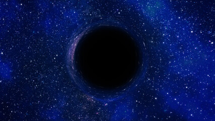 Naklejka premium 3D rendering of a supermassive black hole against a starry sky