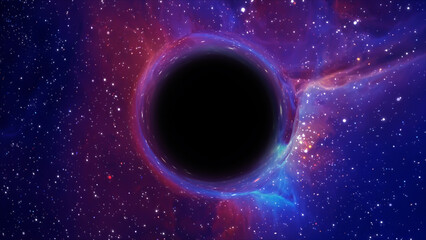 3D rendering of a supermassive black hole against a starry sky © Vitaly