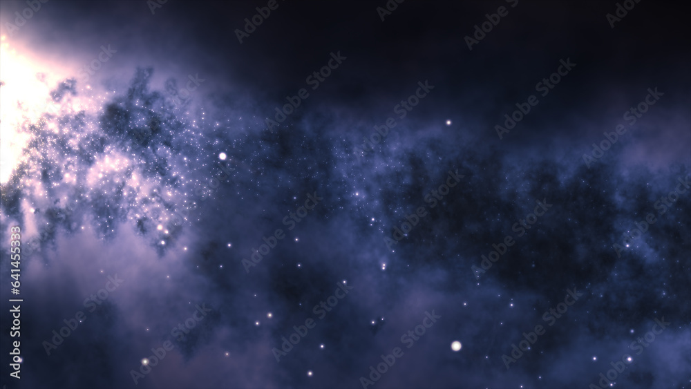 Wall mural 3d rendering of a bright galaxy consisting of nebulae and star clusters