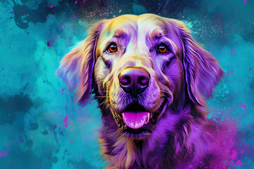 Dog breed labrodor, made in purple purple tones