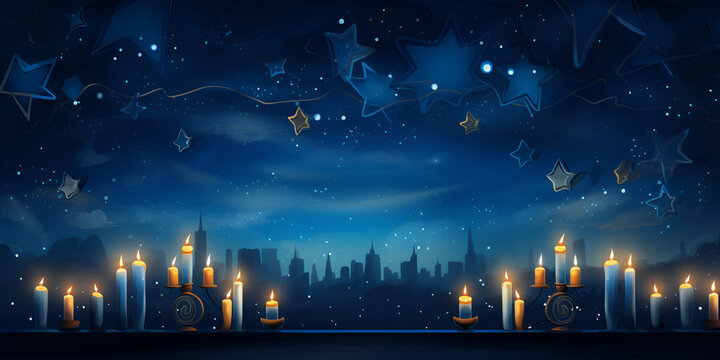 Religion image background of candles for jewish Hanukkah celebration 
