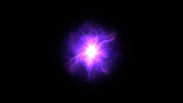 Magic energy ball of electricity and plasma undulating and arcing electricity and charged particles, 4k 24p with alpha channel for transparent background