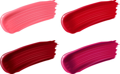 Set of lipstick swatches isolated on white background. Vector illustration.