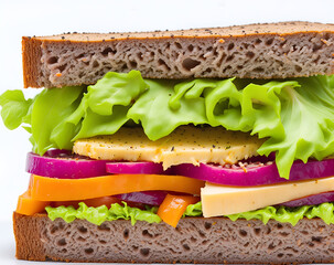 An appetite-boosting close-up This traditional sandwich is a culinary masterpiece, with its fresh ingredients, intense flavors and impeccable presentation. A delight for gourmets. Generated by AI