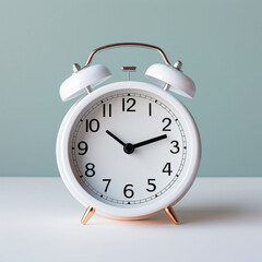 White alarm clock on a light background