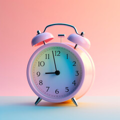 Light pink neon alarm clock on a light background