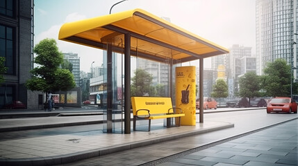 Fototapeta premium Bus stop shelter. Ai propjct visualisation, isolated on white background