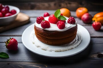 cheesecake with berries and mint