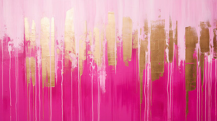 Paintbrush Stroke Background in Pink & Gold Created with Generative AI Technology