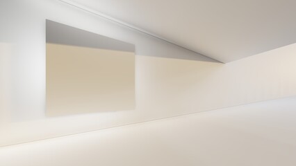 Empty white room with display 3d render