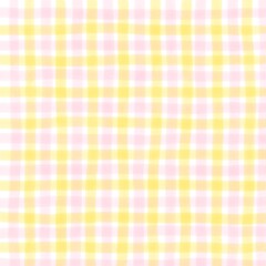 Pink Yellow Gingham Check Hand Drawn Background