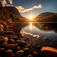 sunset over the river, this design was generated with artificial intelligence