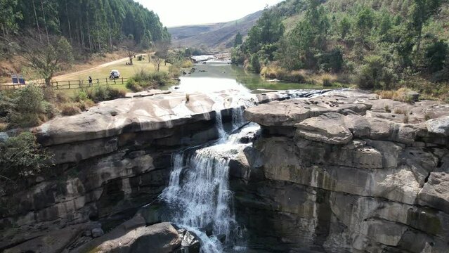 Aerial view of the Karkloof Falls in Howick, KwaZulu Natal, South Africa