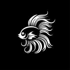 Fish - Black and White Isolated Icon - Vector illustration
