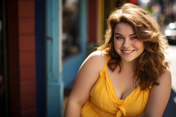Smiling plus size woman