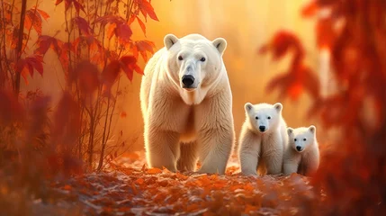 Foto op Canvas Polar bear in the autumn picturesque forest © pvl0707