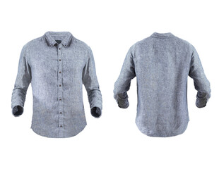 casual denim shirt photographed against a transparent background.