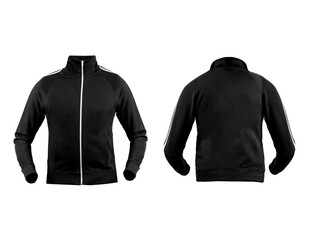 black track jacket is shown on a transparent background.