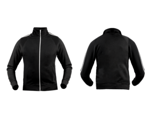 black track jacket is shown on a transparent background.