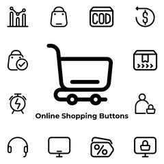 Vector Graphic of Online Shopping Buttons. Good for user interface, new application, etc.
