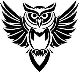 Fototapeta premium Owl | Black and White Vector illustration