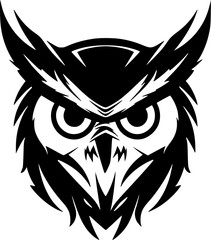 Fototapeta premium Owl - Black and White Isolated Icon - Vector illustration