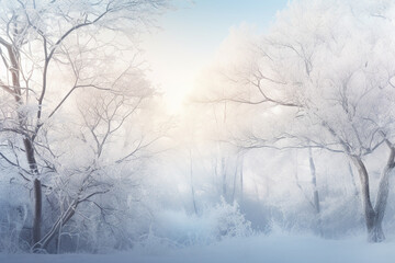 Obraz na płótnie Canvas Winter landscape Christmas greeting card. Generative AI