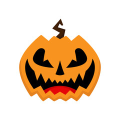 Halloween pumpkin icon. Color silhouette. Front view. Vector simple flat graphic illustration. Isolated object on a white background. Isolate.