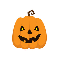 Halloween pumpkin icon. Color silhouette. Front view. Vector simple flat graphic illustration. Isolated object on a white background. Isolate.