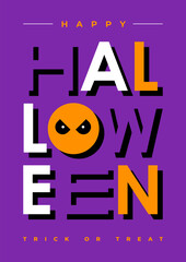 Halloween text poster with pumpkin icon instead of letter o.
