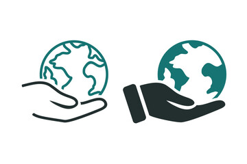 Hand holding wolrd globe icon. Illustration vector
