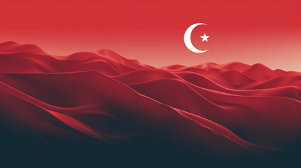 29 Ekim. Republic Day is a public holiday in Turkey in honor of the proclamation of the Republic of Turkey on October 29, 1923. background, poster, red flag with moon and star, banner. - obrazy, fototapety, plakaty