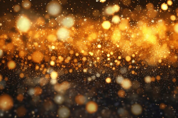 Obraz na płótnie Canvas Abstract luxury swirling gold background with gold particle. Christmas Golden light shine particles bokeh on dark background