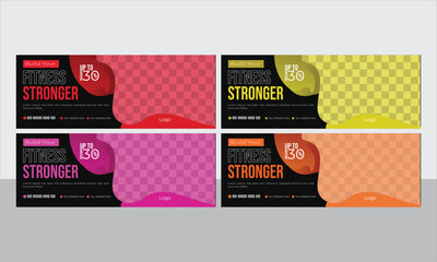 fitness facebook cover  design banner template vector file