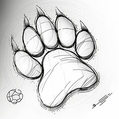 Sketch-style depiction of the Paw of Veles symbol in black outlines and lines - obrazy, fototapety, plakaty