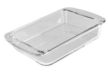 Clear Glass Baking Dish, rectangular. 3D rendering isolated on transparent background