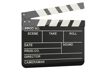 Fototapeta na wymiar Clapperboard, movie clapper. 3D rendering isolated on transparent background
