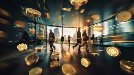 Financial planning and budgeting with people motion blur 