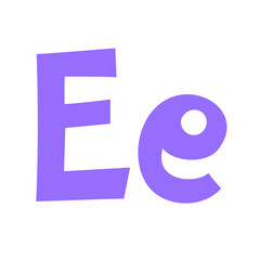 Doodle playful letter E uppercase, lowercase abc colorful cartoon funny style, English alphabet vector illustration, multicolored handwritten font letters, symbols, cute trendy decorative lettering