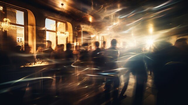 Social gatherings and events with people motion blur