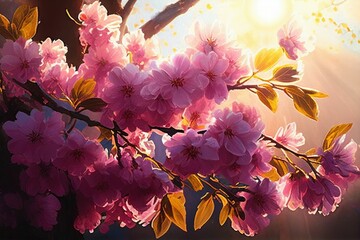 Sunny Day Beauty: Pink Cherry Blossoms in Natural Light