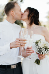 Young wedding couple on their wedding